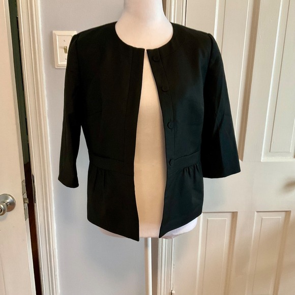 J.CREW Jackets & Blazers - J.Crew Womens Sz 4 Black Peplum Jacket Blazer Button-Front Wool Career Classic